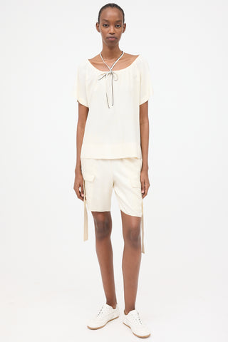 Fendi Satin Drawstring Blouse