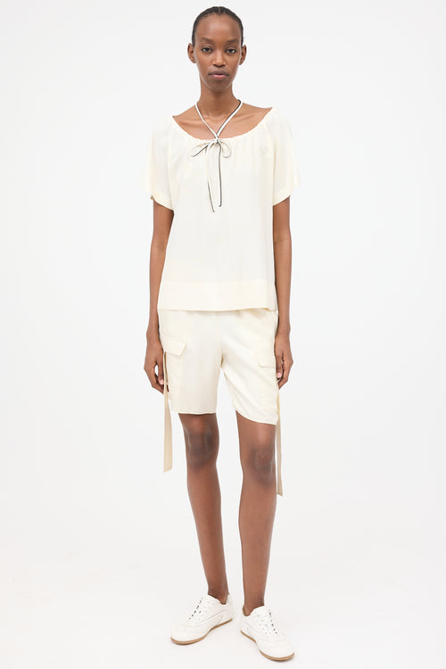 Fendi Satin Drawstring Blouse