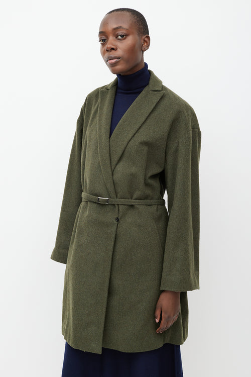 No°21 Green Wool Notched Shawl Collar Coat