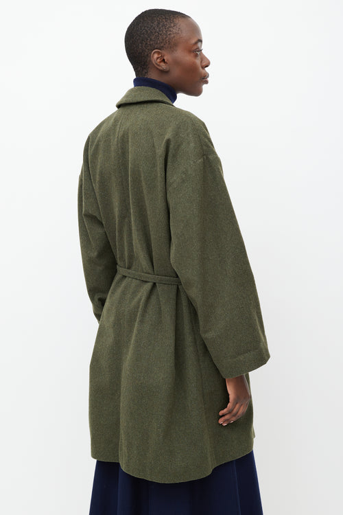 No°21 Green Wool Notched Shawl Collar Coat