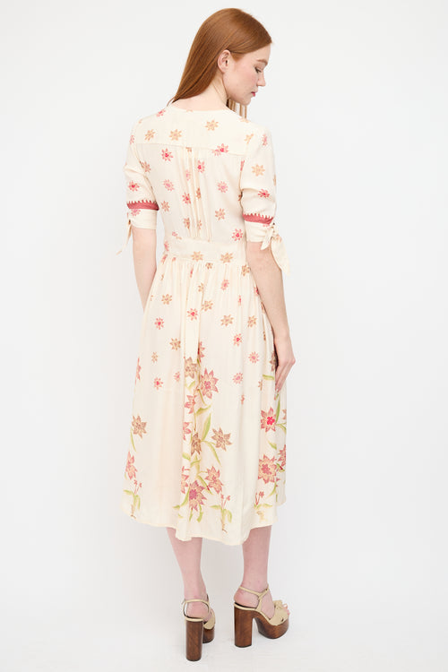 Natalie Martin Cream & Multi Silk Floral Layla Dress