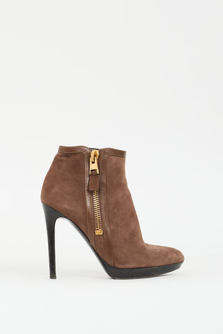 Tom Ford Brown Suede Zip Stiletto Boot