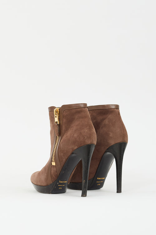 Tom Ford Brown Suede Zip Stiletto Boot