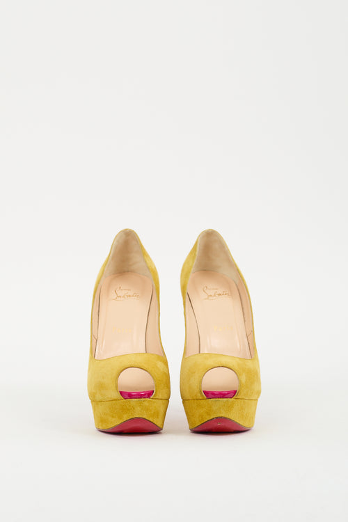 Christian Louboutin Yellow & Pink Suede Studded Babel Clou Pump