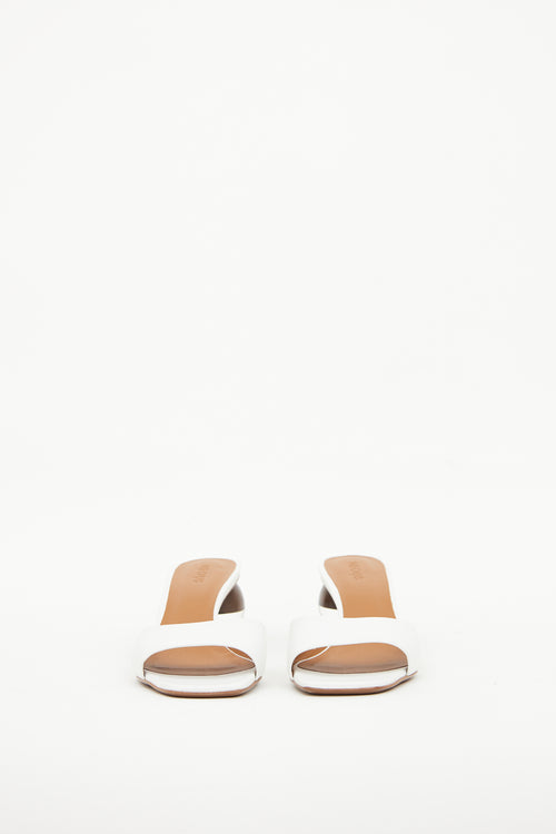 White Leather & Sphere Heel Sandal Neous