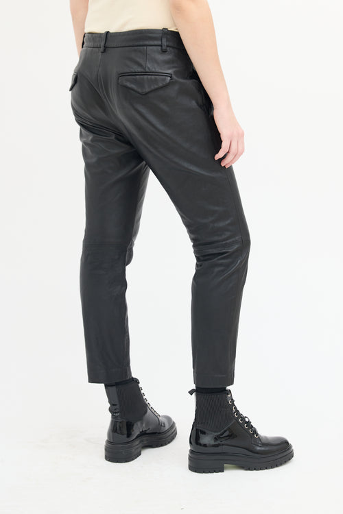 Nili Lotan Black Leather Cropped Skinny Trouser