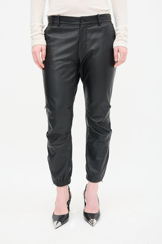 Nili Lotan Black Leather Zip Trouser