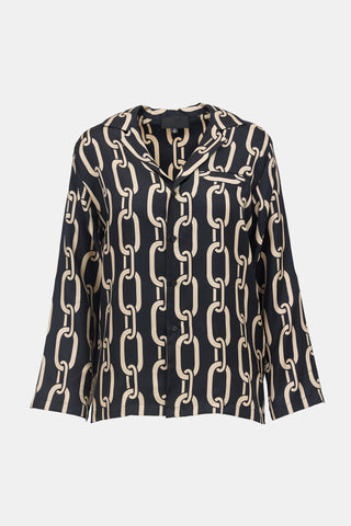 Nili Lotan Silk Juste Chain Print Shirt