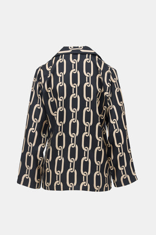 Nili Lotan Silk Juste Chain Print Shirt