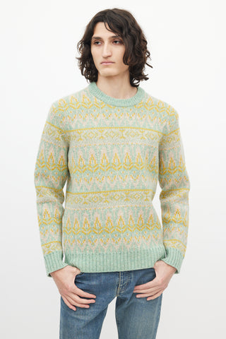 NN07 Green & Multicolour Wool Knit Sweater