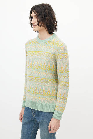 NN08 Green & Multicolour Wool Knit Sweater