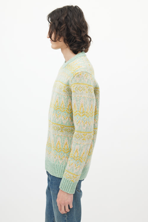 NN09 Green & Multicolour Wool Knit Sweater