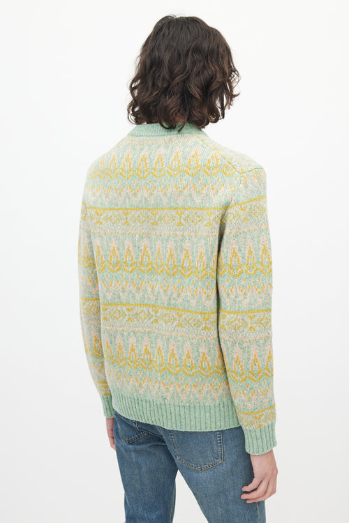 NN10 Green & Multicolour Wool Knit Sweater