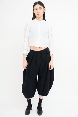 Noir Kei Ninomiya White Gathered High Low Shirt