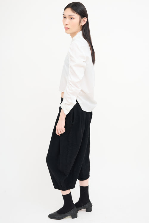 Noir Kei Ninomiya White Gathered High Low Shirt