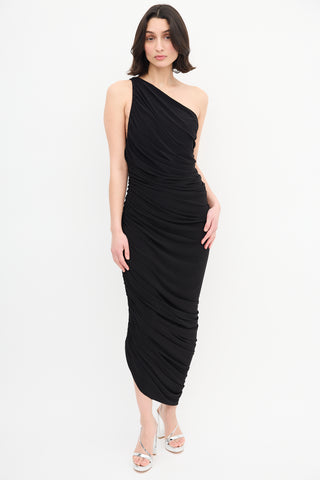 Norma Kamali Black Ruched Diana Dress