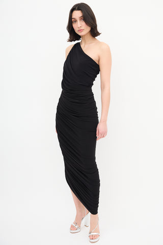 Norma Kamali Black Ruched Diana Dress