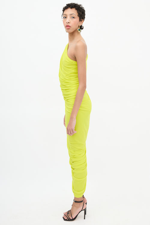 Norma Kamali Yellow Ruched Diana Dress