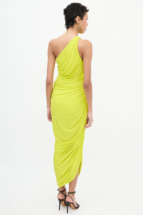 Norma Kamali Yellow Ruched Diana Dress