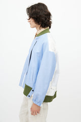N°25 Blue & White Stripe Lace Panel Bomber Jacket