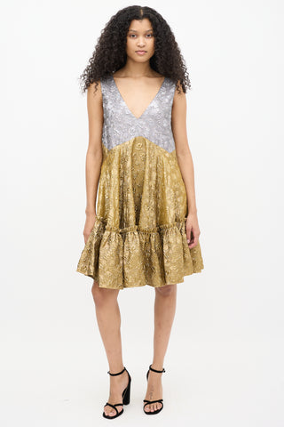 N°21 Gold & Silver Textured Brocade Dress