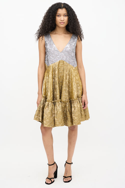 N°21 Gold & Silver Textured Brocade Dress