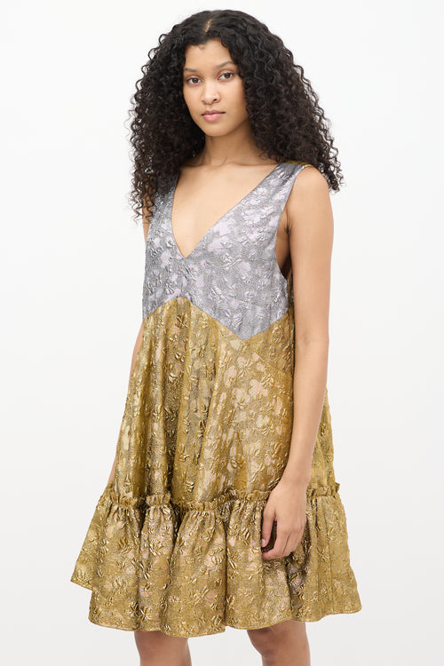 N°23 Gold & Silver Textured Brocade Dress