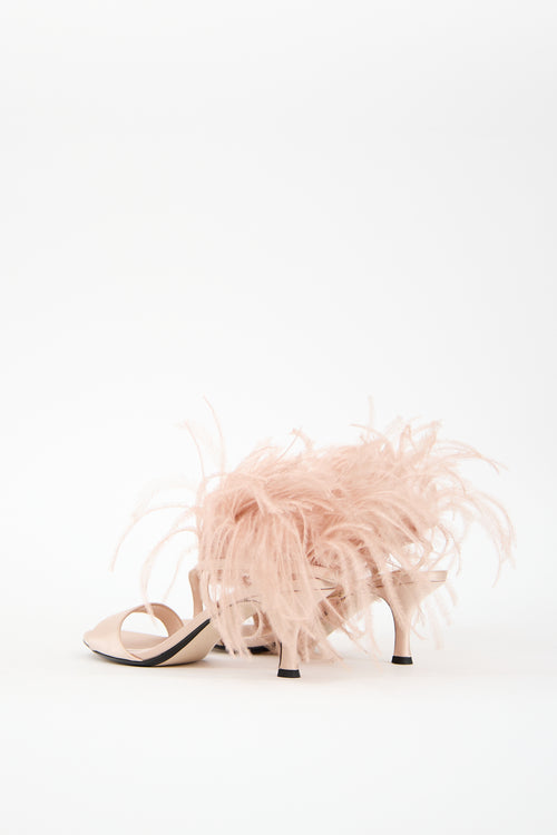 N°21 Pink Satin & Feather Slingback Sandal