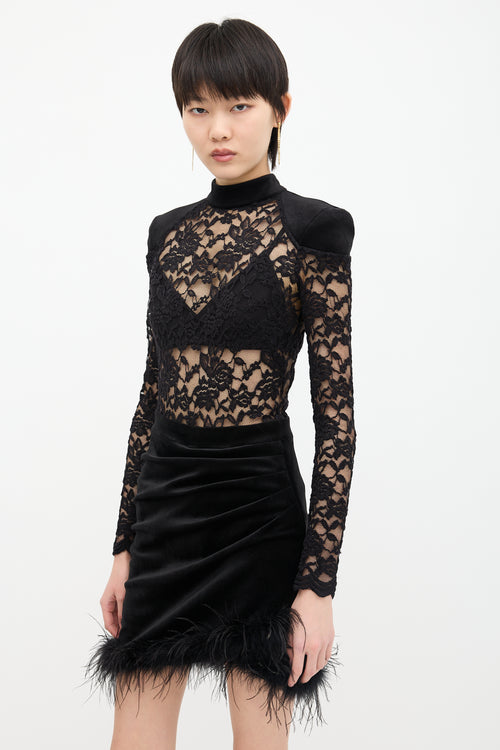 Nadine Merabi Lace & Feather Hem Dress
