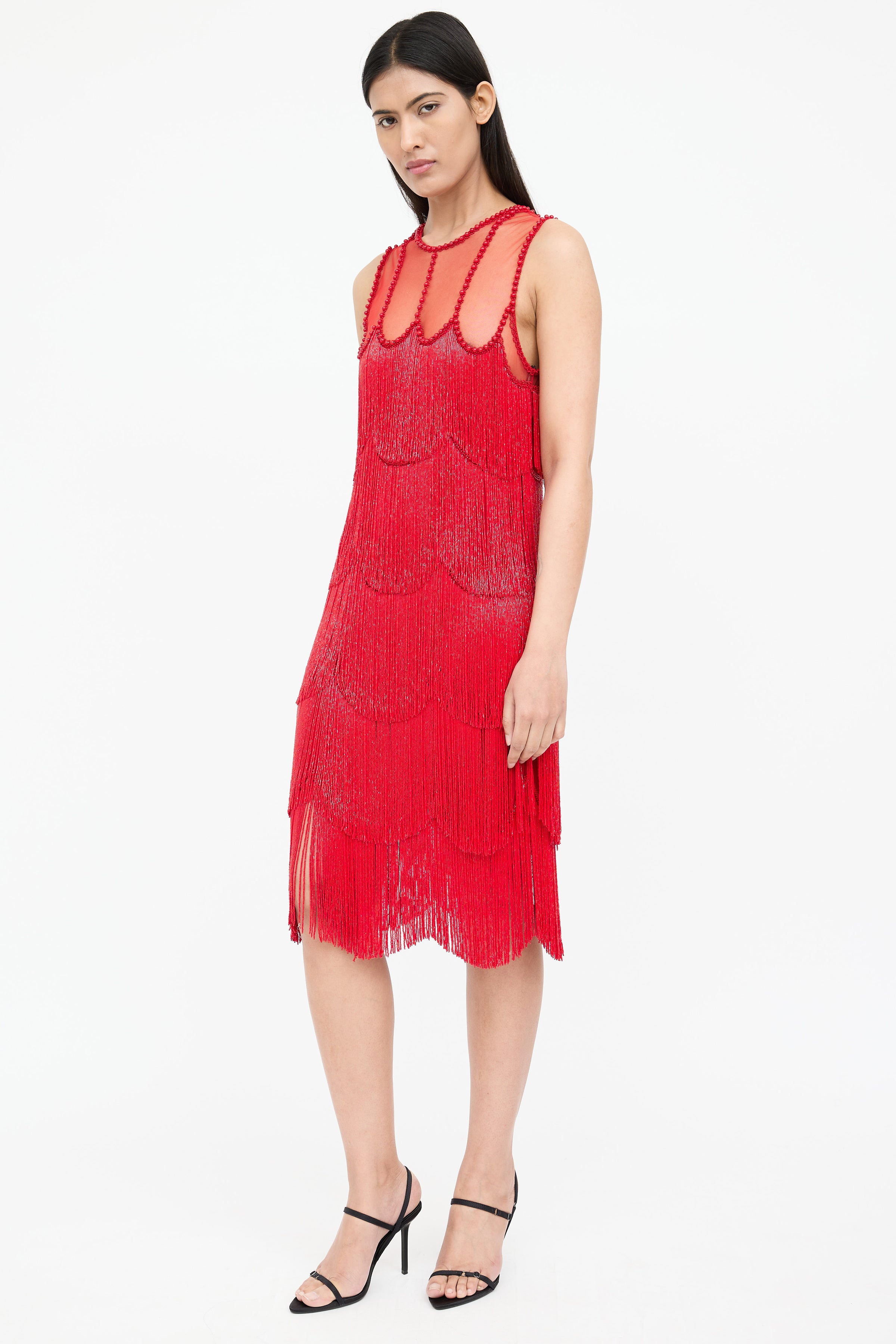 Naeem Khan // Beaded Fringe Sleeveless Dress VSP Consignment Naeem Khan // Beaded Fringe Sleeveless Dress VSP Consignment