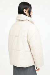 Nanushka Beige Faux Leather Puffer Jacket