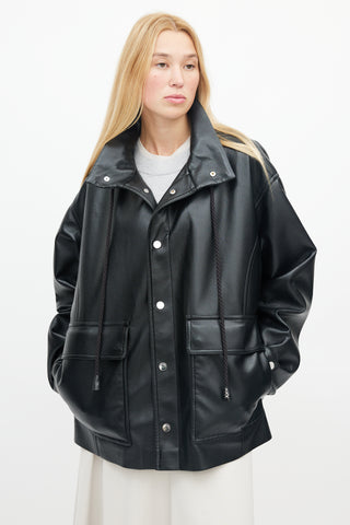 Nanushka Black Drawstring Regenerated Leather Jacket