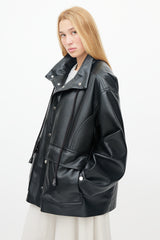 Nanushka Black Drawstring Regenerated Leather Jacket