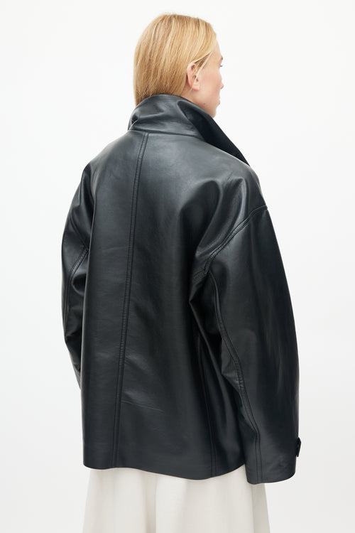 Nanushka Black Drawstring Regenerated Leather Jacket