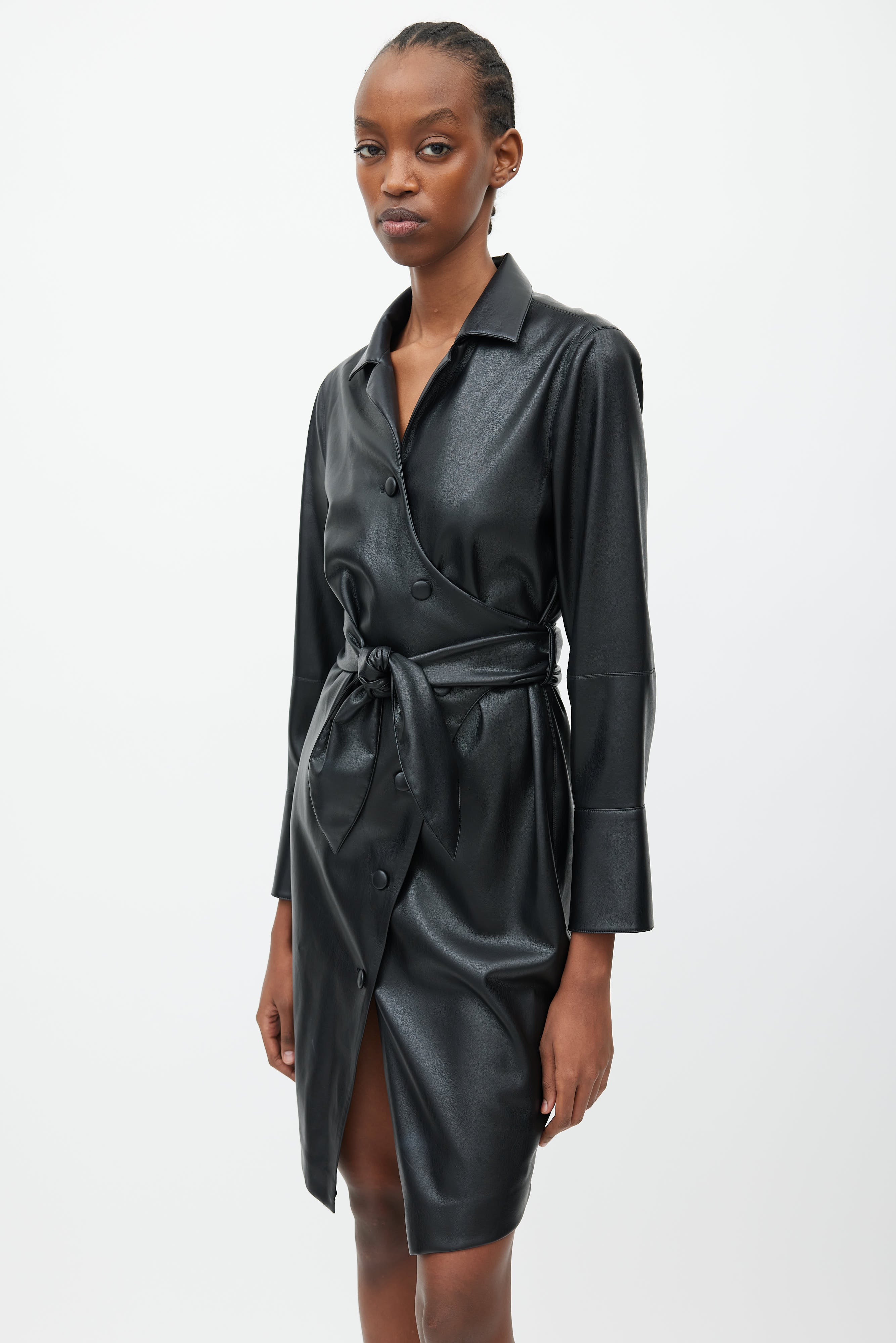 nanushka faux leather dress Nanushka Vegan Leather Quilt Dress Sarah Christine