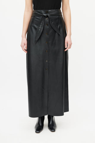 Nanushka Black Leather Button Maxi Skirt