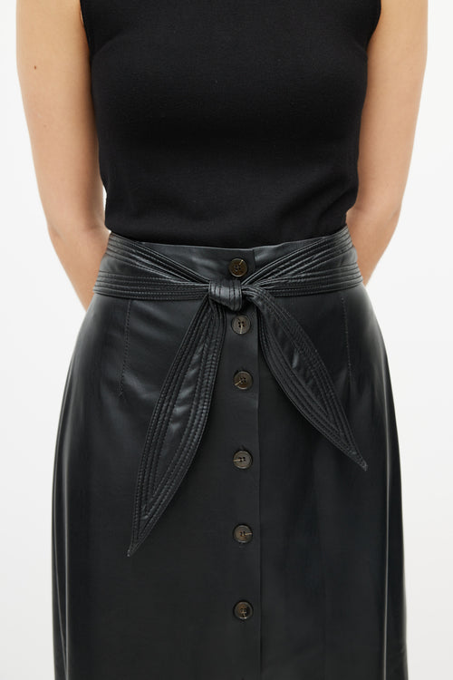 Nanushka Black Leather Button Maxi Skirt