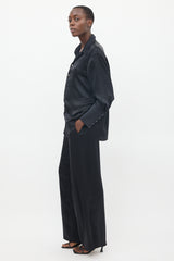 Nanushka Black Silk Shirt & Pant Co-Ord Set