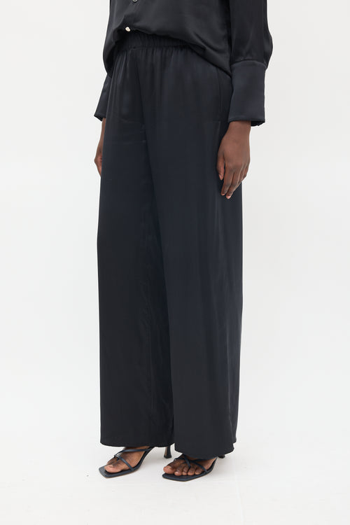 Nanushka Black Silk Shirt & Pant Co-Ord Set