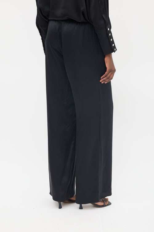 Nanushka Black Silk Shirt & Pant Co-Ord Set