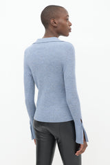 Nanushka Blue Ribbed Knit Cardigan