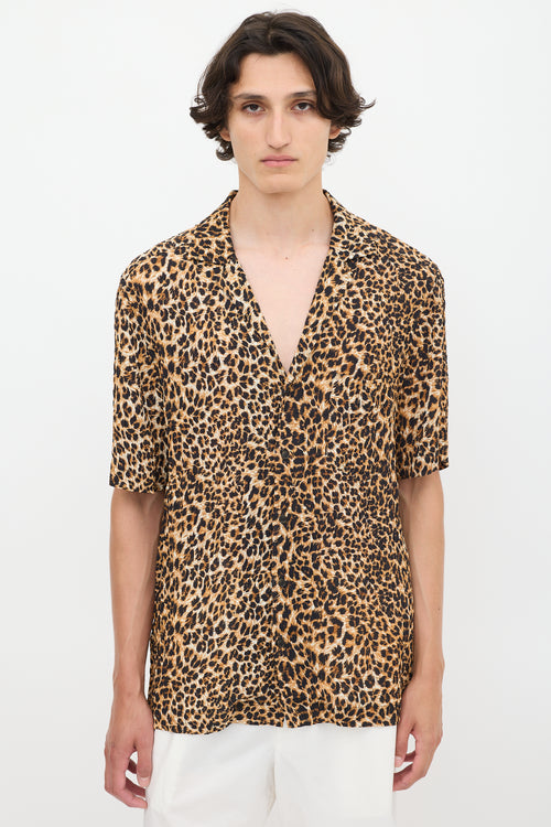 Nanushka Brown & Black Plissé Printed Shirt