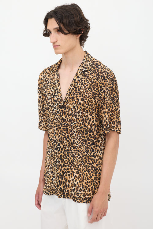 Nanushka Brown & Black Plissé Printed Shirt