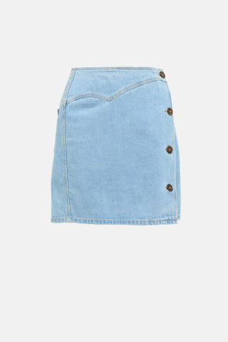 Nanushka Asymmetrical Button Denim Skirt