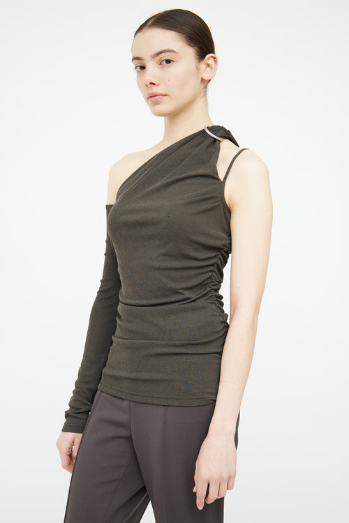 Nanushka Green One Sleeve O-Ring Top