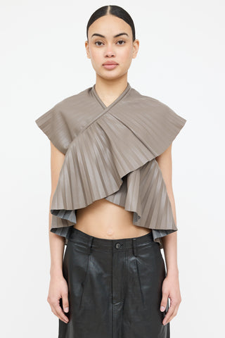 Nanushka Faux Leather Pleated Wrap Top
