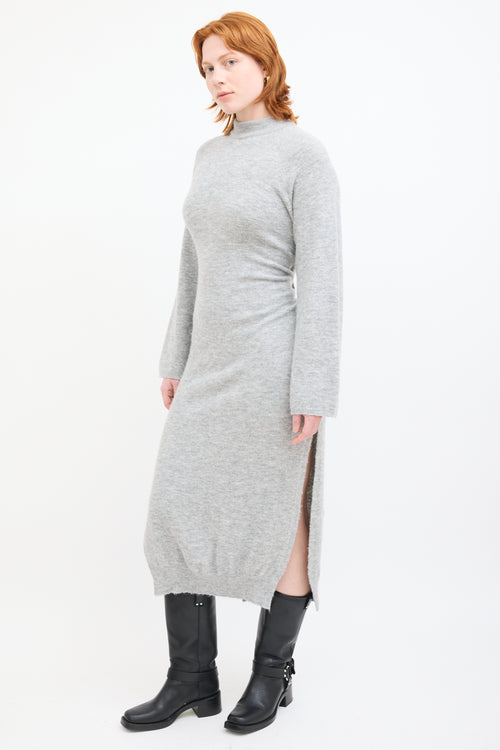 Nanushka Grey Wool Knit Maxi Sweater Dress