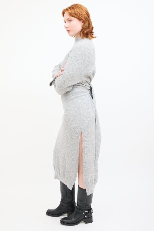 Nanushka Grey Wool Knit Maxi Sweater Dress