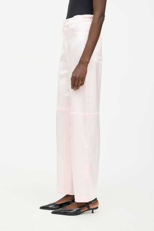 Nanushka Satin Frayed Straight Leg Trouser