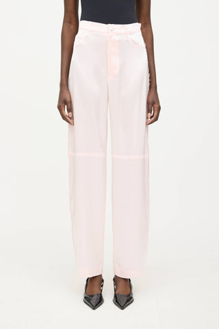 Nanushka Satin Frayed Straight Leg Trouser